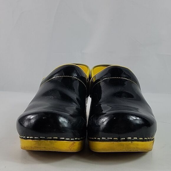 Sanita Xenia Black / Yellow Leather Women's Clogs - Picture 8 of 16